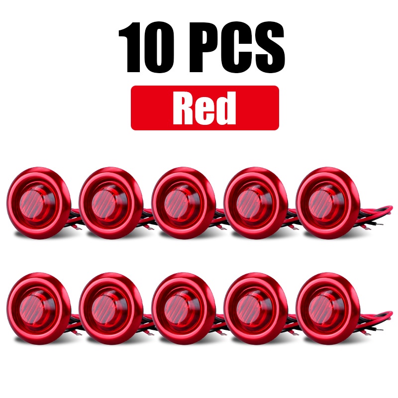 10 PCS Lampu Indikator LED 12V Bentuk Bulat Untuk Truk Bus Trailer Perahu Motor