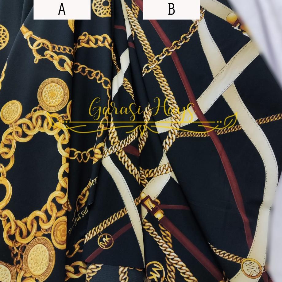 New Stock Kain Silk Satin Sutra Motif Versace Michael Kors Lebar 150 cm