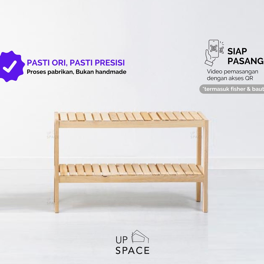 UP SPACE Otto Wooden Shelf 80 CM / Rak Kayu / Rak Serbaguna / Rak Dapur / Rak Sepatu Kayu /Rak Taman