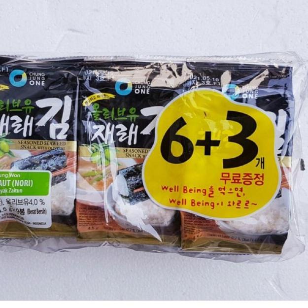 

ID3z3Yn--Chung Jung One Daesang Seaweed 6+3 Nori Rumput Laut Minyak Zaitun