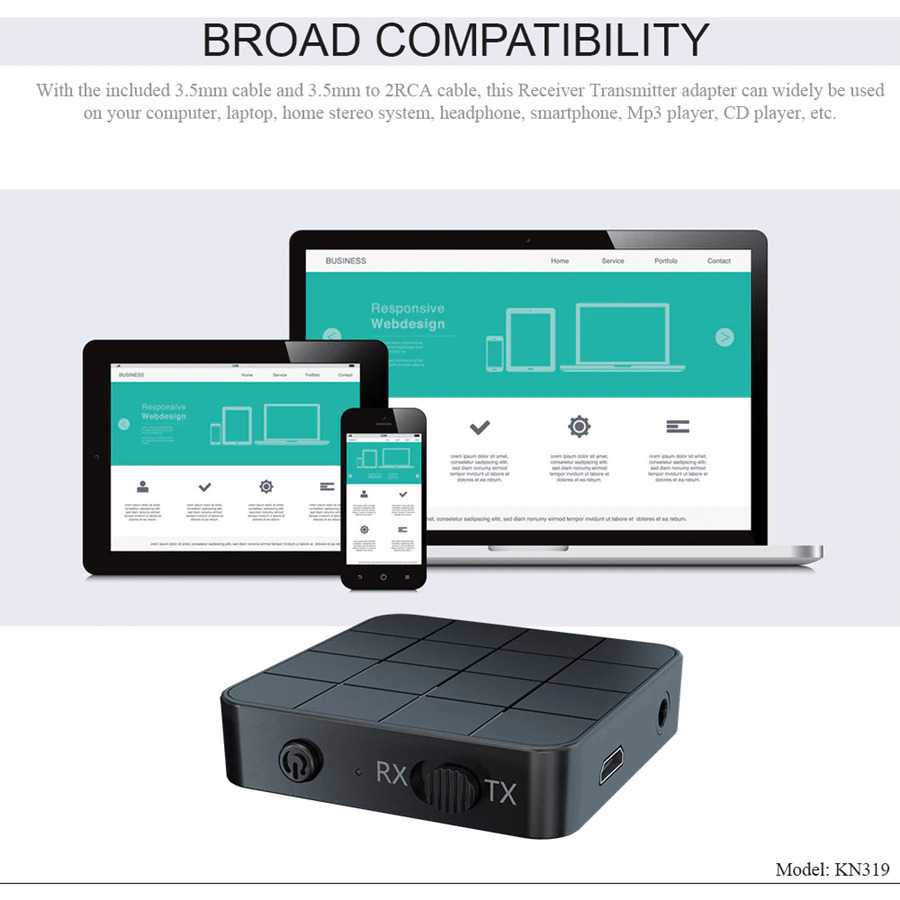 TaffSTUDIO 2in1 Audio Bluetooth 5.0 Transmitter &amp; Receiver 3.5mm KN321