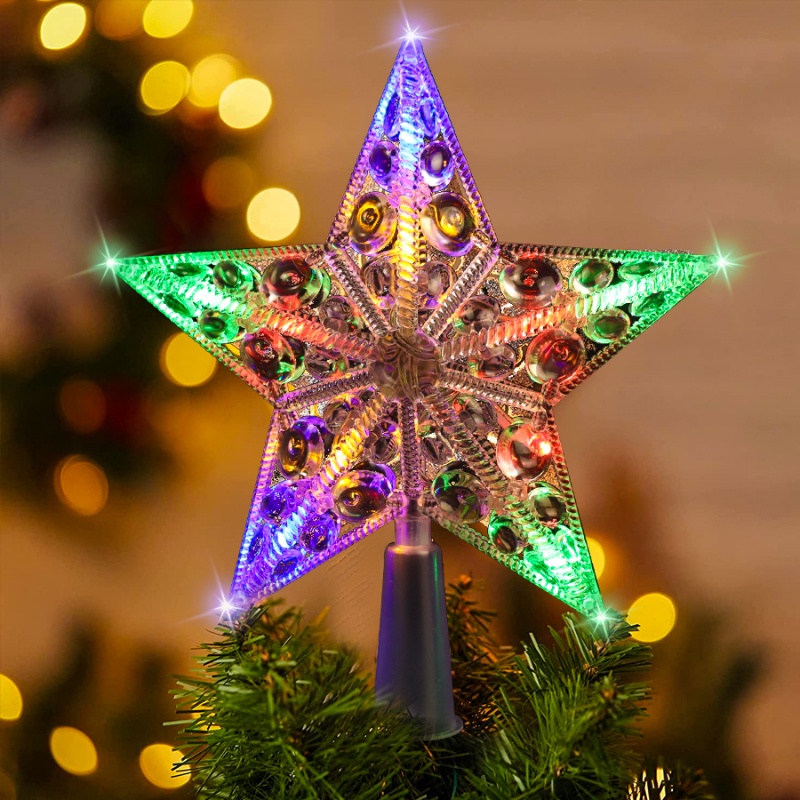 Ornamen Lampu LED Bentuk Bintang Pentagram Tenaga Baterai Untuk Dekorasi Natal