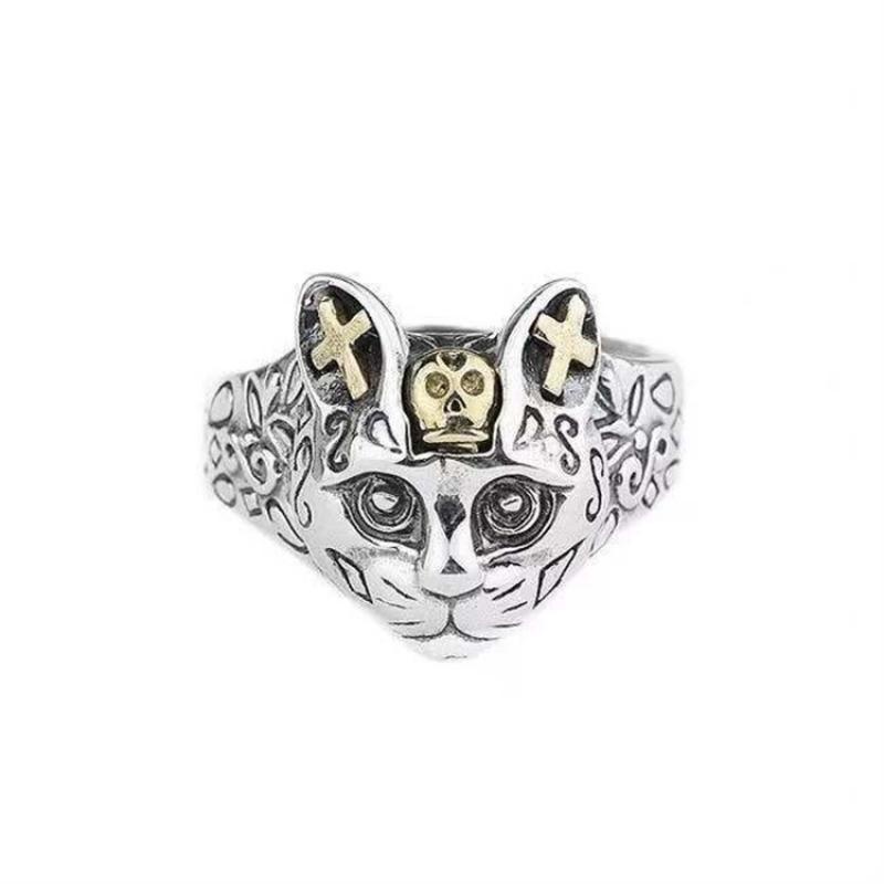 Cincin Lapis Emas Desain Hewan Kucing Untuk Pria Muslim