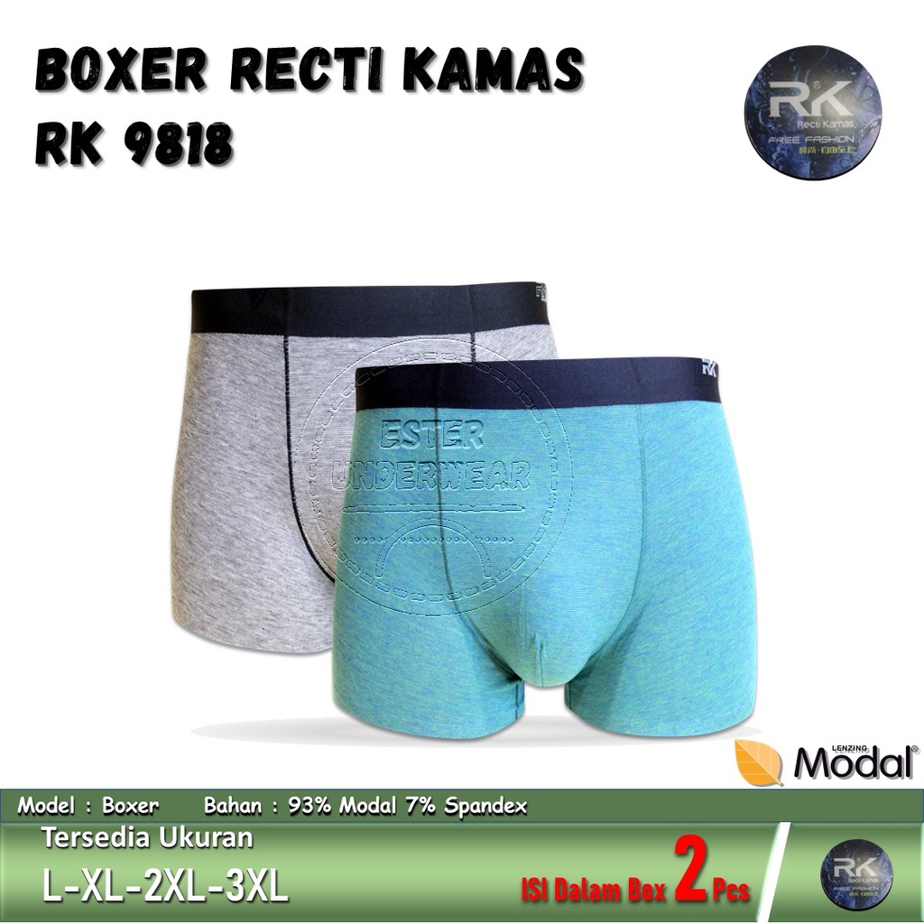 NEW BOXER RECTI KAMAS 9818 BAHAN LEMBUT ISI 2