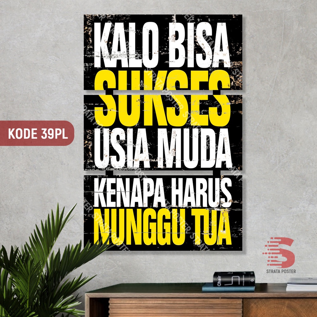 Hiasan dinding kata2 motivasi Poster kayu Dekorasi ruangan Wall decor Poster Puzzle