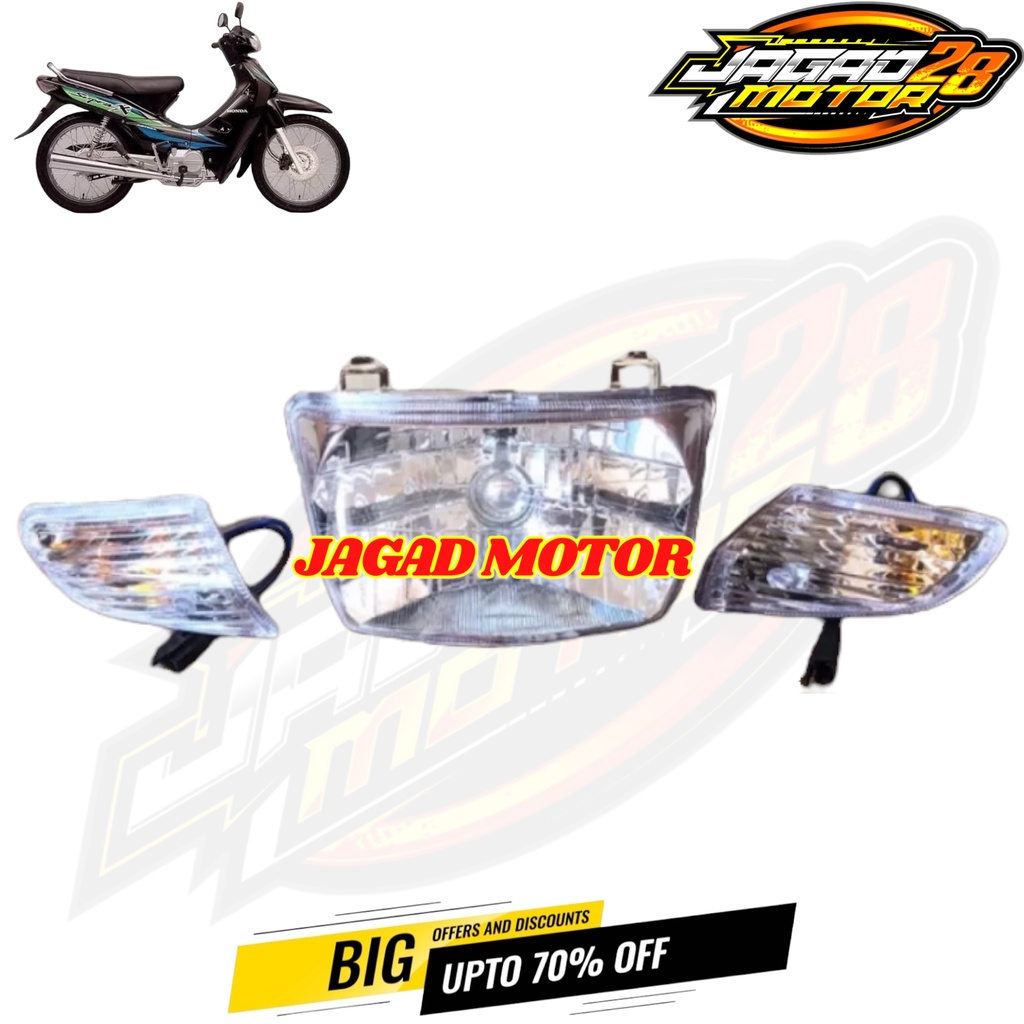 Lampu Depan Set Sen Depan Supra X Lama / Reflektor Lampu Depan Dan Sen Depan Honda Supra X Lama / Lampu Depan Reflektor + Sein Supra X Lama