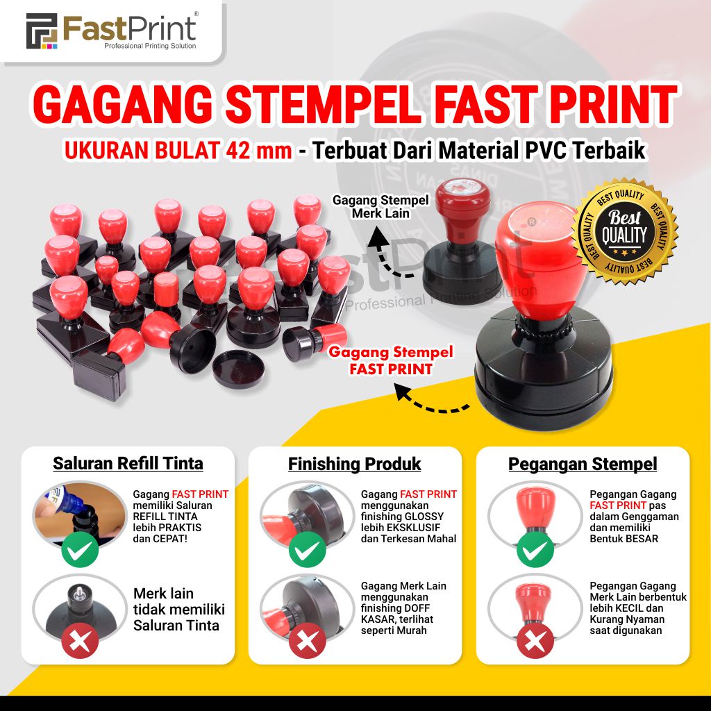 

D42 - Fast Print Gagang Stempel Flash Print Ukuran 42 MM