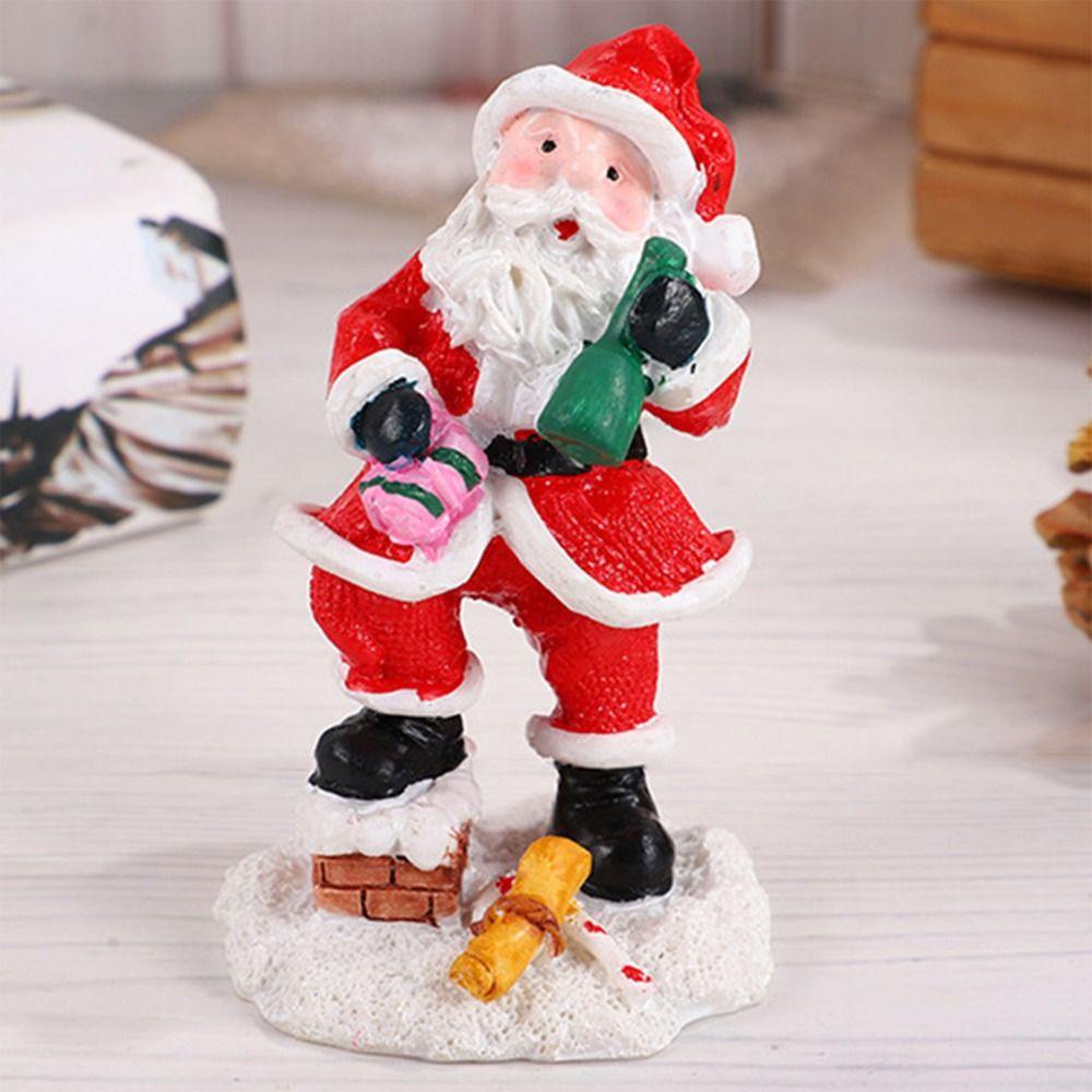 Lanfy Resin Santa Claus Ornamen Hadiah Ulang Tahun Mini Kartun Dekorasi Kantor Untuk Bonsai Decor Model Mainan Taman Miniatur Mobil Hiasan Kue Hiasan Desktop