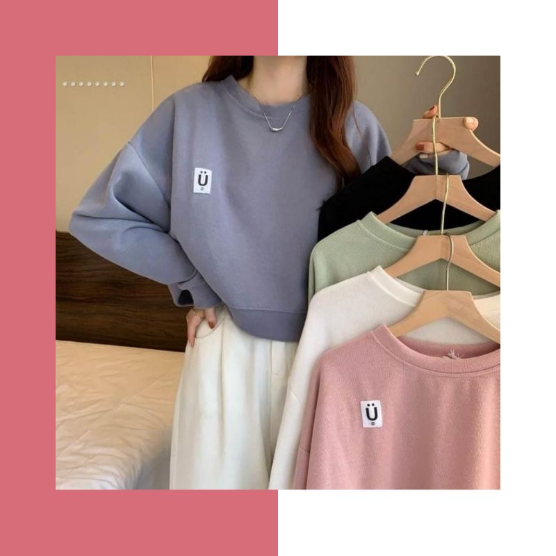 BASIC U CROPE SWEATER CREWNECK FLEECE (V1)