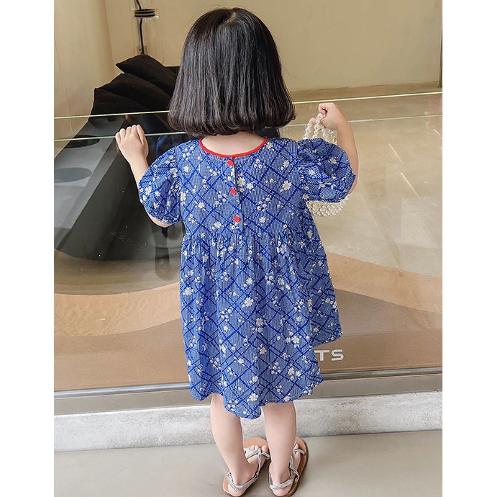 Dress Anak Perempuan Import Motif Sunflower Biru