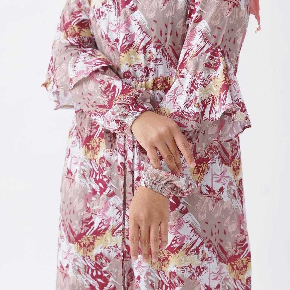 MUL.18Oc22w ▪ Home Dress Gamis Motif Daun Janda Bolong Katun Rayon Panjang Busui [G5]