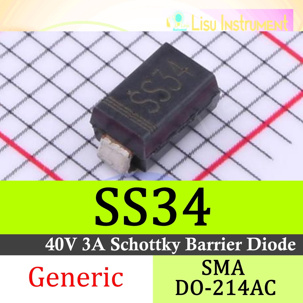 Jual SS34 SR340 40V 3A Schottky Barrier Diode SMA(DO-214AC) | Shopee ...