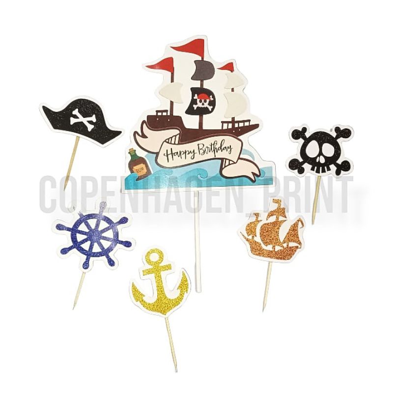 Topper Kertas PIRATE BAJAK LAUT Kue Ulang Tahun / Birthday Cake / hiasan kue/ tusuk kue | bebas cust