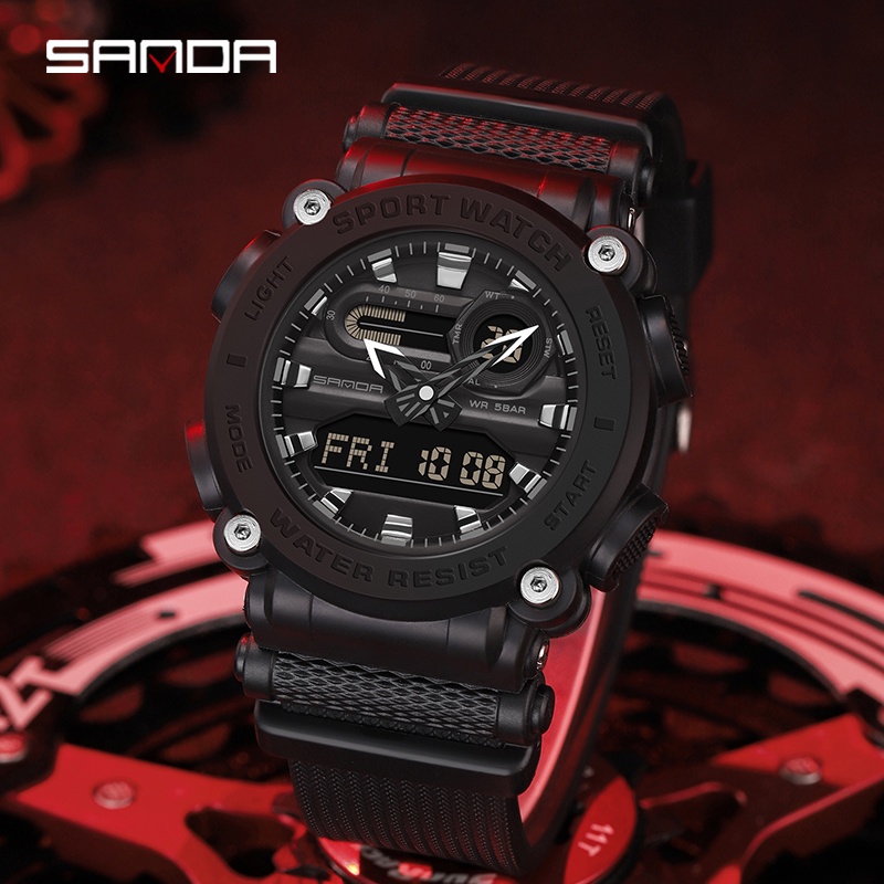 SANDA 3139 Jam Tangan Pria Digital Analog EL Backlight Sport Watch Anti Air WATCHKITE WKOS