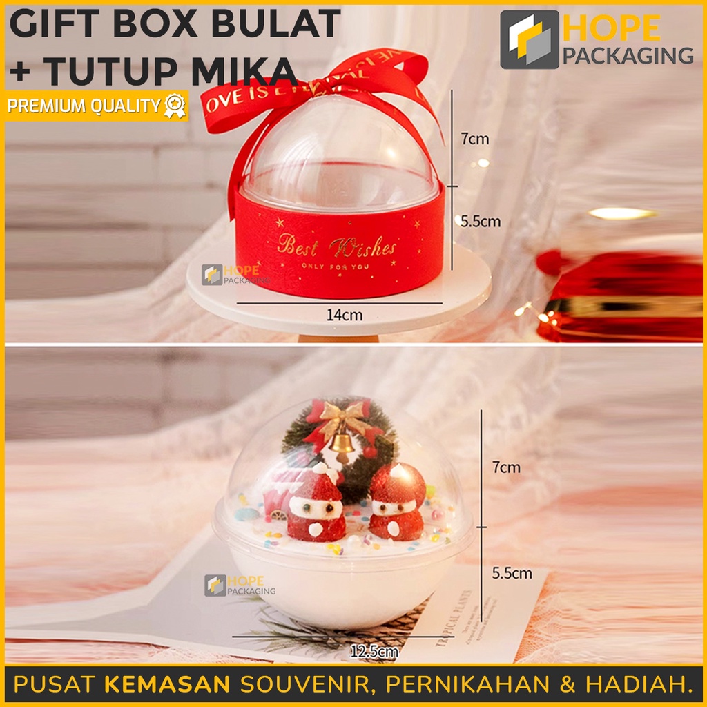 Gift Box Mika Bulat dan Pita Hampers Box Natal /  Souvenir Pernikahan