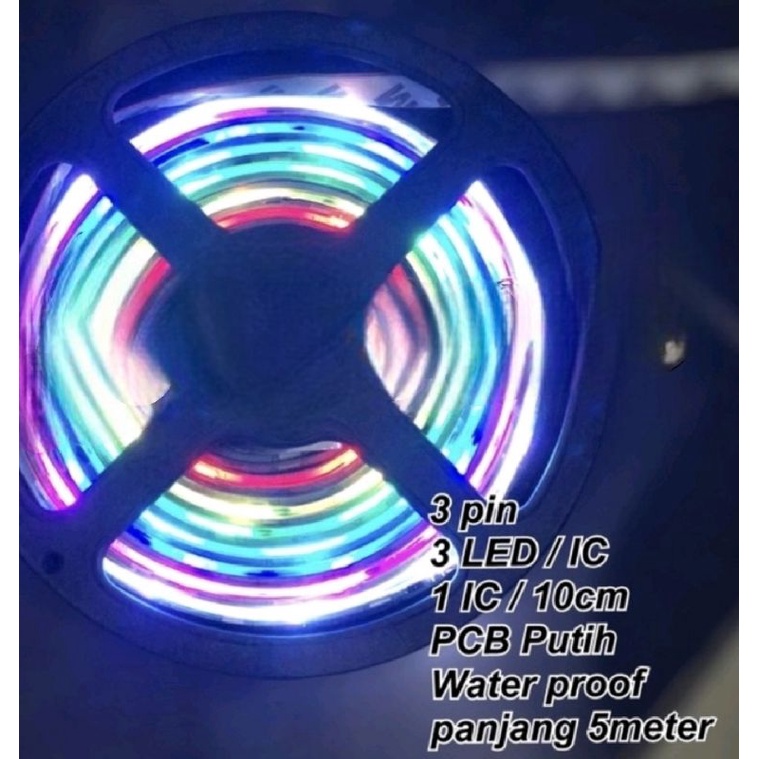 LAMPU LED 5050 RGB 2811 IC PINTAR RUNNING OTOMATIS LED VARIASI MOBIL 12 DAN 24 VOLT