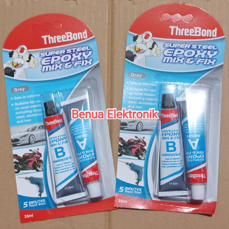 

Promo THREEBOND Super Steel Epoxy Mix & Fix 35 Ml Lem Besi 5 Menit Kering