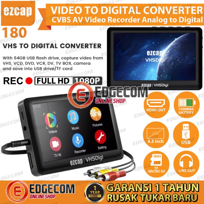 EZCAP 180 AV RCA VCR Recorder Save to Flashdisk/MicroSD / EZCAP180