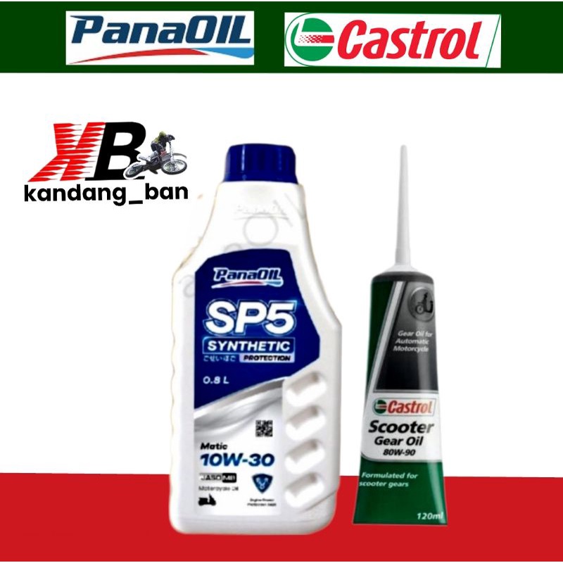 PAKETAN OLI MATIC PANAOIL SP5 SYNTHETIC 10W-30 0,8 L + OLI GEAR CASTROL