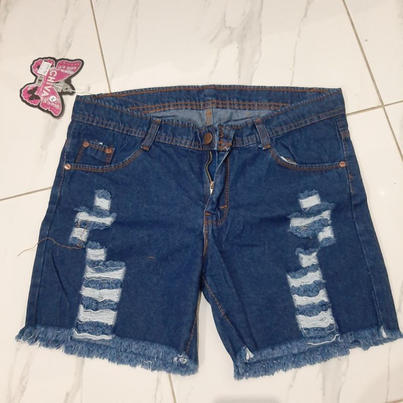 Hotpant sobek rawis wanita celana jeans pendek wanita