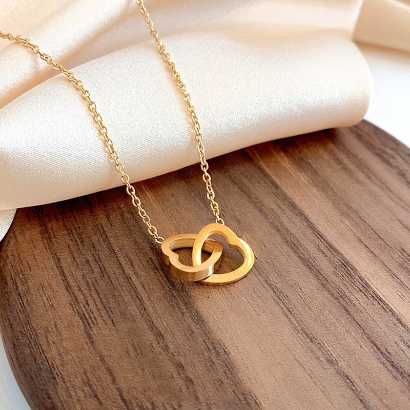Hati Kalung Berlian Beruntung Karakter Cina'fu' Wanita Liontin Kalung Fashion Perhiasan Aksesoris -Doo