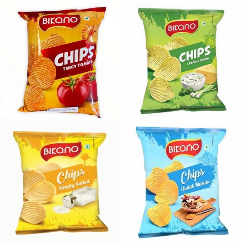 

Bikano/Potato/Chips/Chatak/Masala/Simply/Salted/Cream/&/Onion/Tangy/Tomato/Snack/Kentang/Cemilan/Bumbu/India/60gr/keripik/Makanan/Ringan