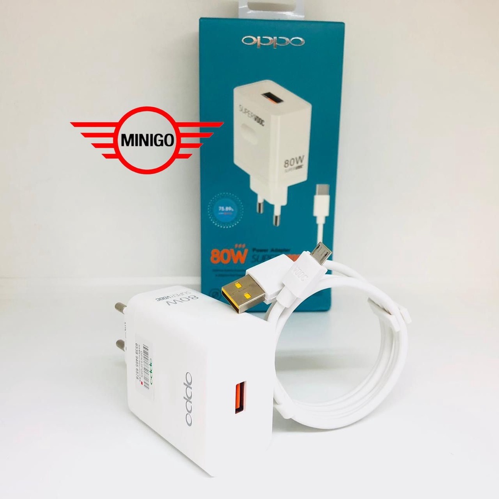 Charger Casan Cas Oppo Reno9 pro 2023 A92 A33 A52 A53 A54 A55 Reno 4F 80W Fast Charging Tipe TYPE C dan MICRO-USB