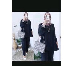 Terbaru  one set rayon crinkle setelan wanita tunik kekinian.