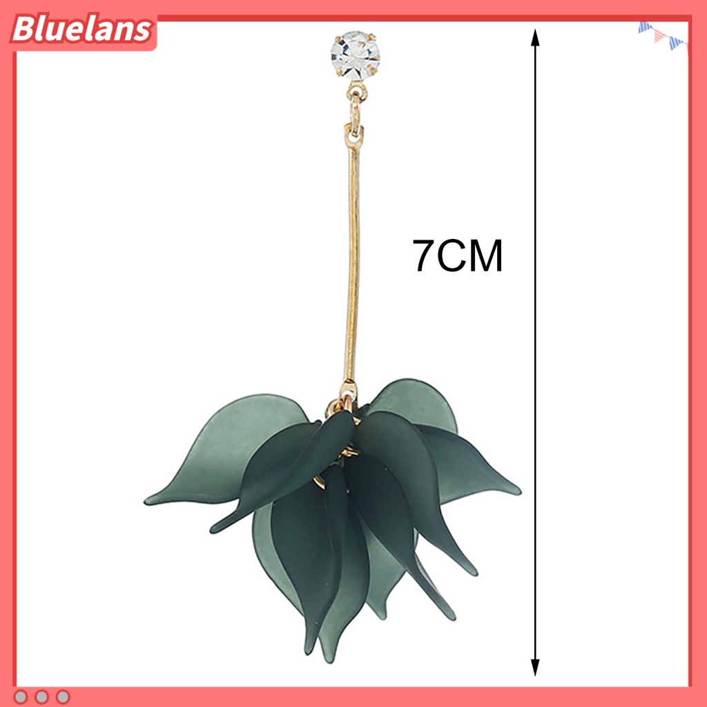 Bluelans 1Pair Drop Earrings Flower Petals Pendant Ear Decoration Alloy Women Long Dangle Earrings Party