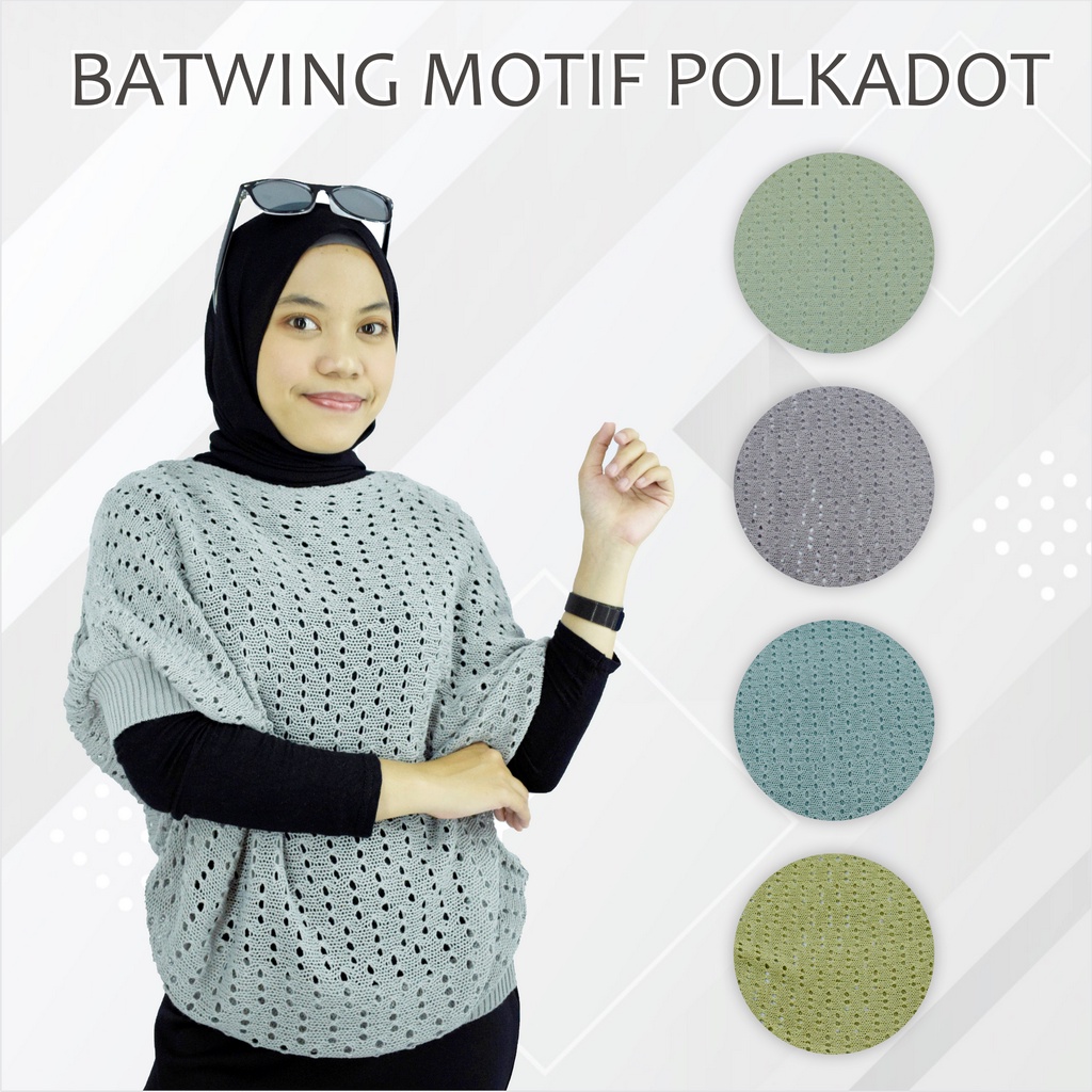 Blouse Rajut Batwing/Batwing rajut motif polkadot