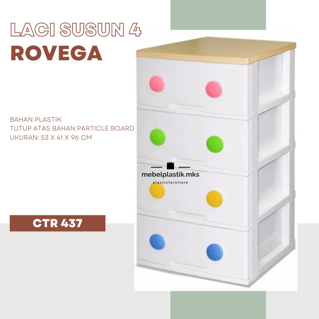 Laci Plastik Putih Besar Lebar Rovega Serbaguna Trandy Susun 4 Susun 5 Tutup Atas Bahan Kayu Panel