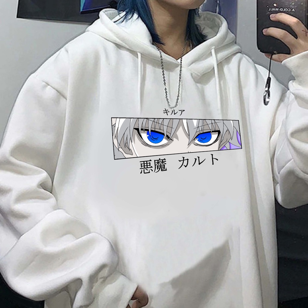 FenishaStore Sweater Hoodie Wanita Anime Killua Zoldyck Devil Eye size M-L-XL-XXL Bisa Bayar Ditempat COD