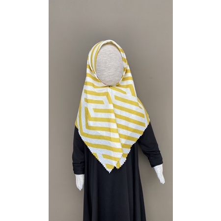 VOAL PRINTING INSTANT ANAK MOTIF GARIS KUNING / HIJAB INSTANT ANAK KARAKTER / KERUDUNG ANAK KARAKTER