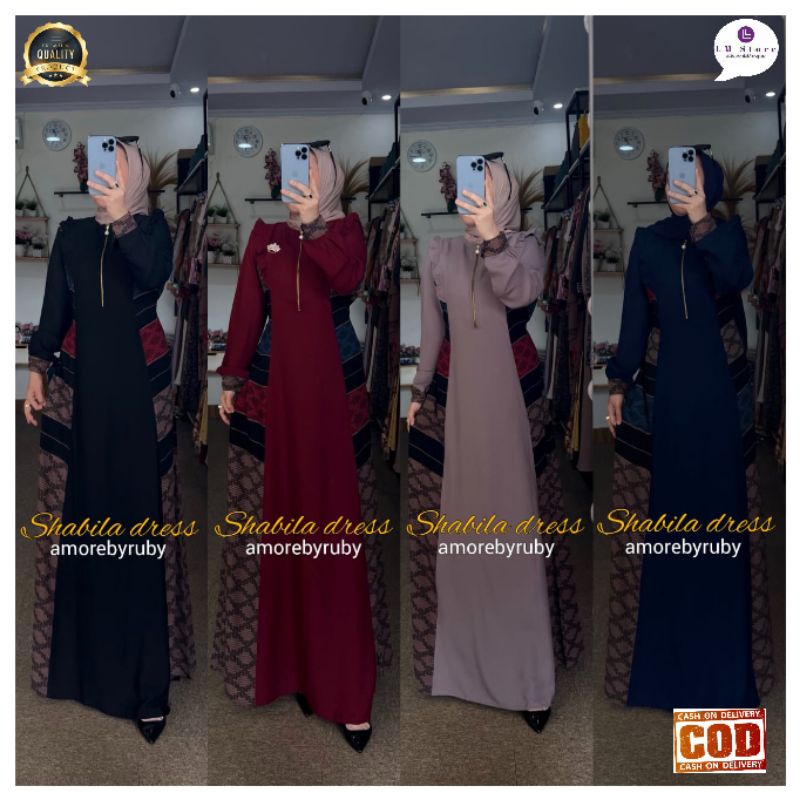 Gamis Terbaru Shabila dress Ori Brand AmorebyRuby Fashion Muslimah Terkini Baju Kondangan Mewah Elegant