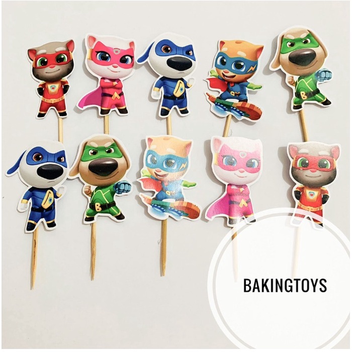Topper Cupcake Birthday - Hiasan Kue Ulang Tahun - Talking Tom and Friends Chibi