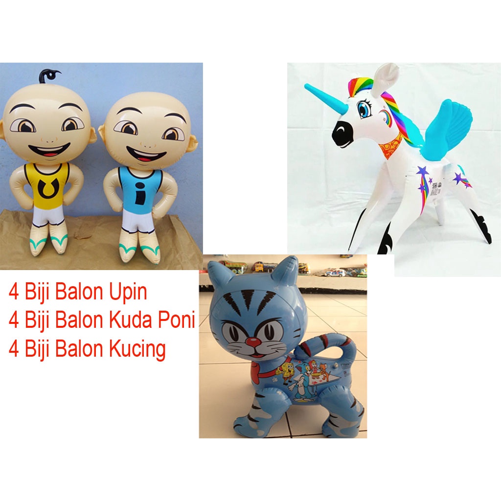 GROSIR 12 BIJI Balon Tiup CAMPUR UPIN KUCNG KUDA PONI termurah bisa dijual kembali / Terlaris Mainan