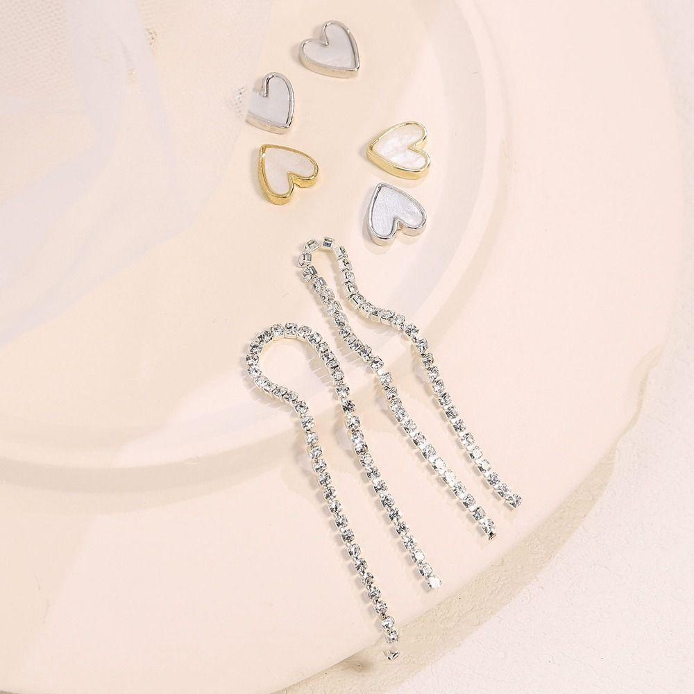 Augustina Pesona Kuku Rantai Set Shell Emas Perak Shiny Manicure Aksesori DIY 3D Dekorasi Nail Art Flatback Ujung Jari Ornamen Paku Studs Liontin Nail Art Rantai