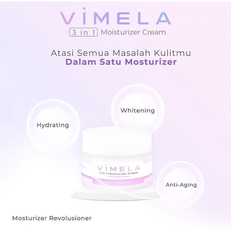 cream wajah glowing krim pelembab wajah Vimela 3in1 bpom