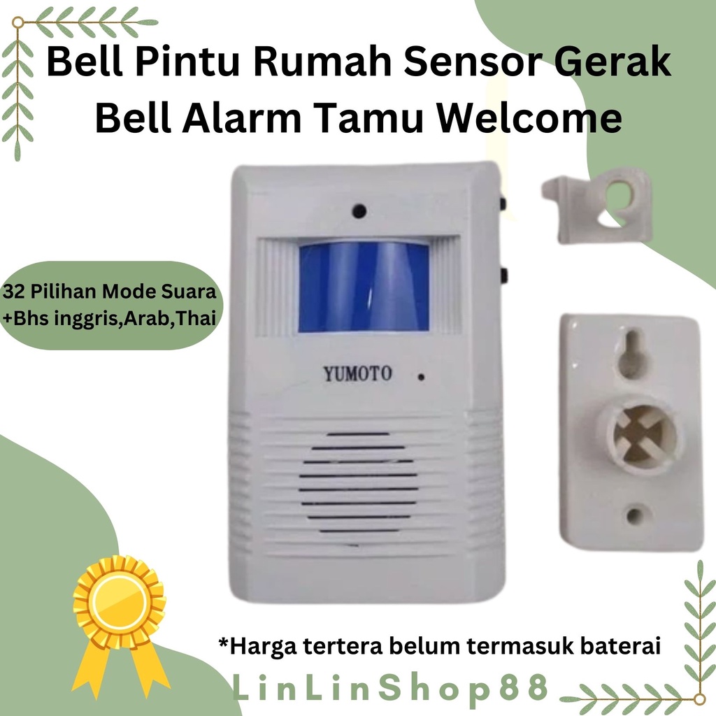 Bell Pintu Rumah Sensor Gerak Bell Alarm Tamu Welcome