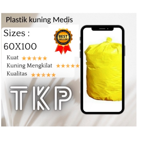 Plastik Sampah Medis 50x75 60x100 90x120 TEBAL 40 MICRON Plastik Kuning Medis