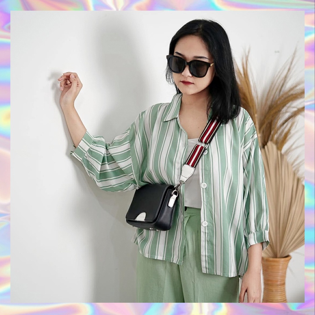 BEFAST - ZFS OOTD Kemeja LINDIAN / LOLLY RAYON DIAMOND OVERSIZE JUMBO SHIRT / Hem Stripe Wanita Terbaru / Pakaian Kerja Wanita / Kemeja lengan Panjang / Fashion Casual remaja ABG / Hem Motif Garis-Garis Kekinian Wanita / Kem Bisa Di Jadikan Outer / Trendy