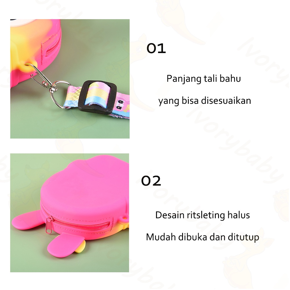 Ivorybaby Tas anak pop it lucu Dompet import Tas slempang anak perempuan kelinci Pop it jelly