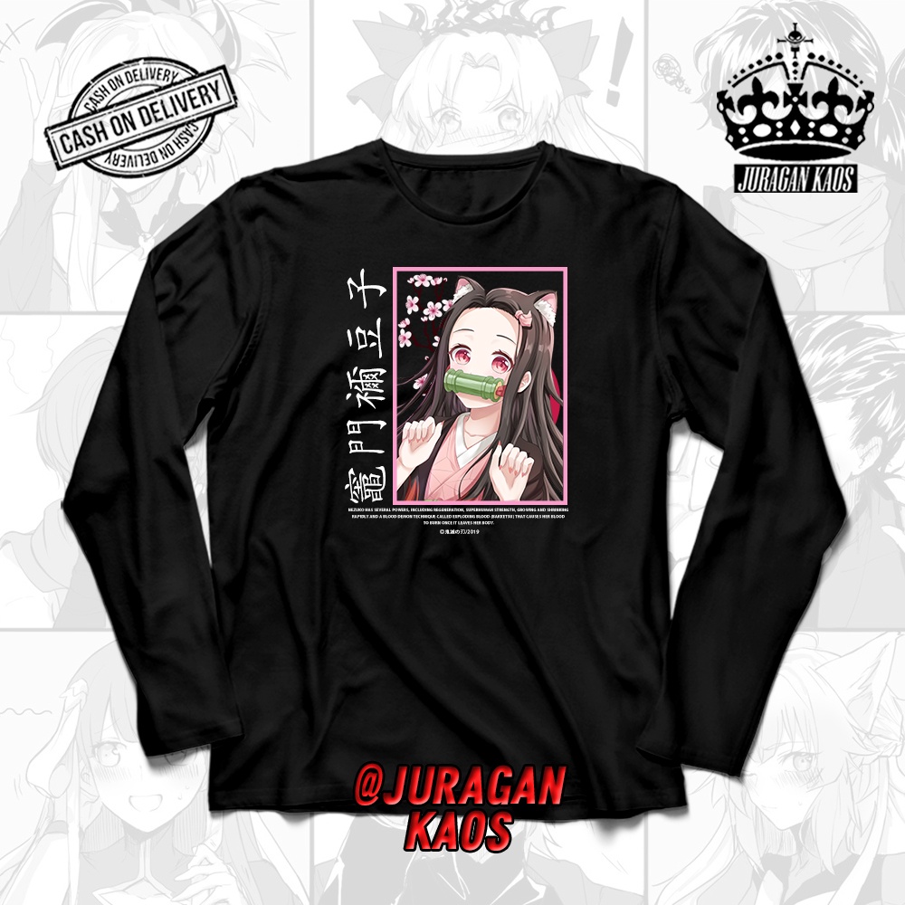 KAOS DEMON SLAYER LENGAN PANJANG NEZUKO BAKKETSU/LONGSLEEVE PRIA WANITA /KAOS ANIME LENGAN PANJANG/T