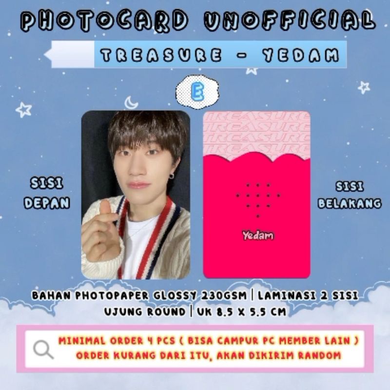 Photocard TREASURE - YEDAM / Photocard Unofficial / Photocard YEDAM TREASURE