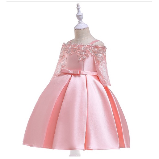 DRESS PESTA ANAK PEREMPUAN IMPORT / baju pesta anak tutu satin L-5083 gaun bordir LENGAN PANCUNG IMPORT HIGH QUALITY