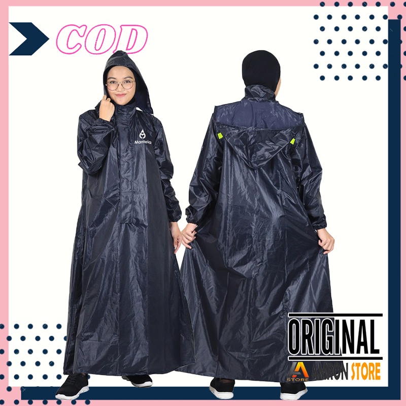 Jas Mantel Hujan Wanita Pria Ponco Gamis Kualitas Premium Tebal Tahan lama - Navy