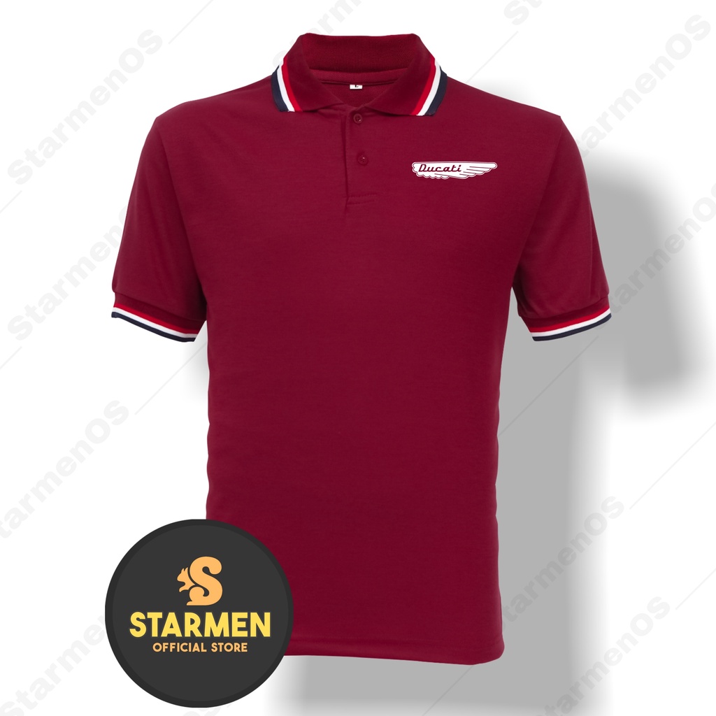 Kaos Polo Shirt Pria Kerah Logo DUCATl WING