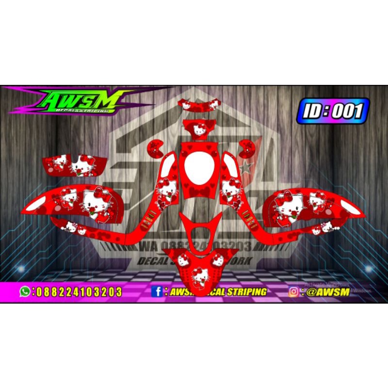 decal Scoopy merah hello Kitty premium