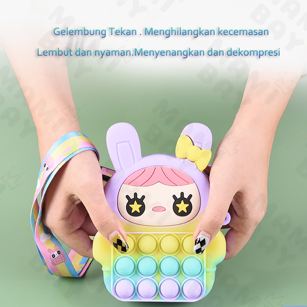 OKEYI Tas pop it anak selempang kelinci impor lucu