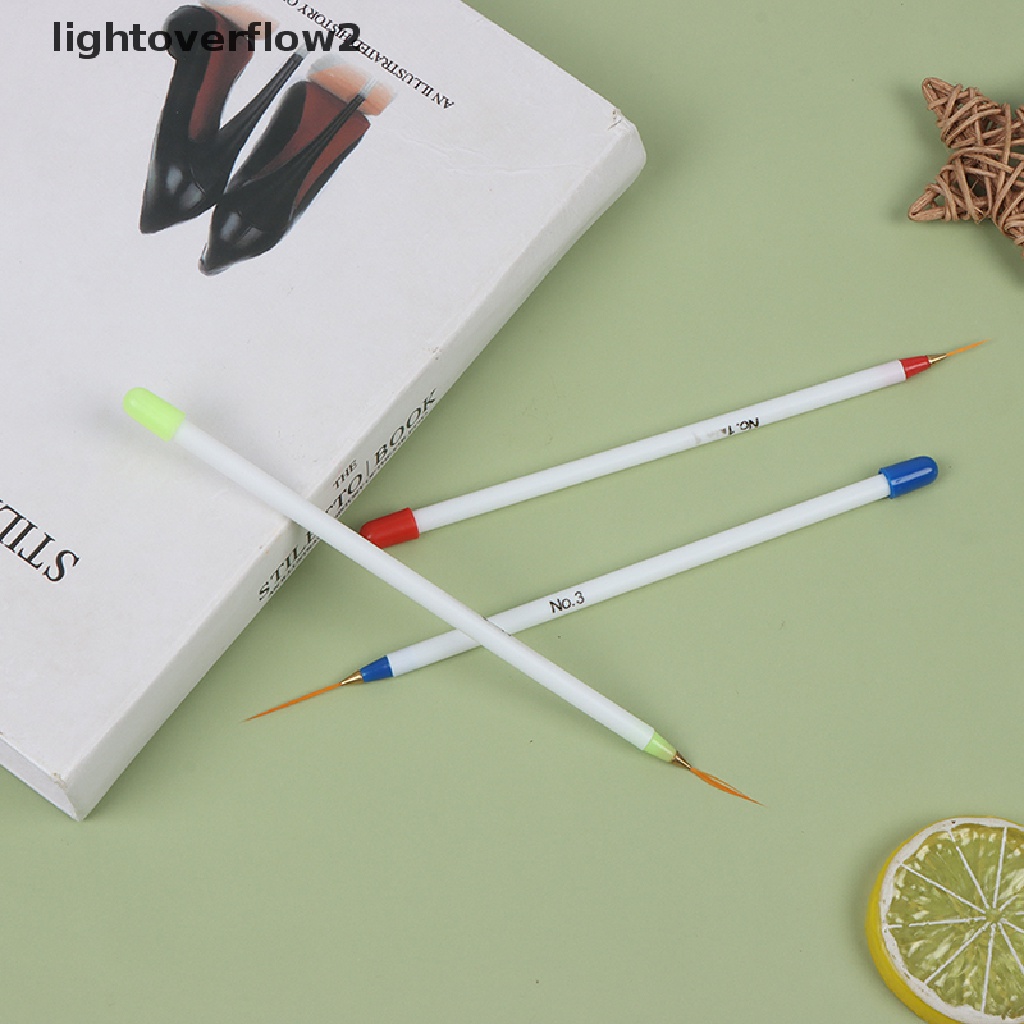 (lightoverflow2) 3 Pcs / Set Brush Pen Liner Ultra Tipis Kepala Lembut Untuk Gambar Nail Art / Manicure